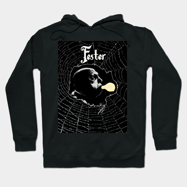 Uncle Fester - Light Bulb With Spider Web Background. Hoodie by OriginalDarkPoetry